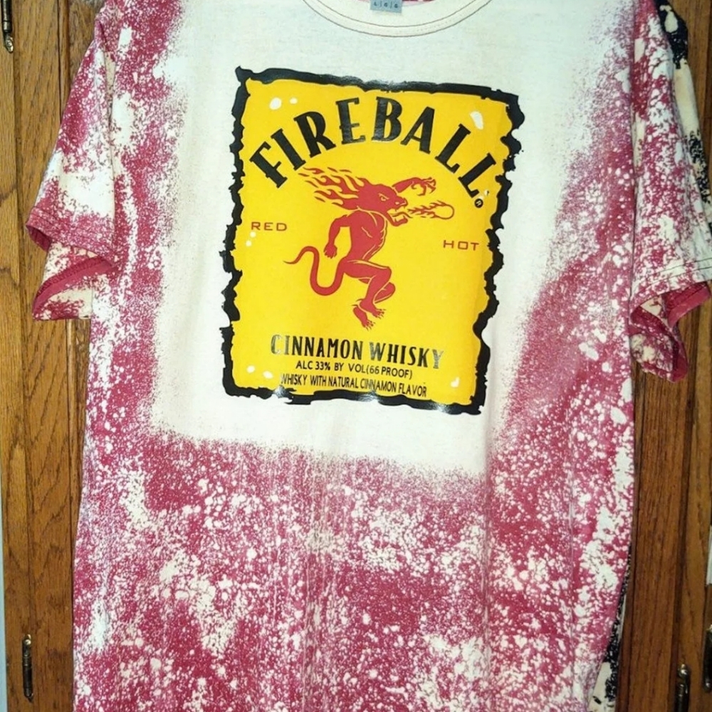 Bleached/Distressed Fireball whisky unisex Shirt